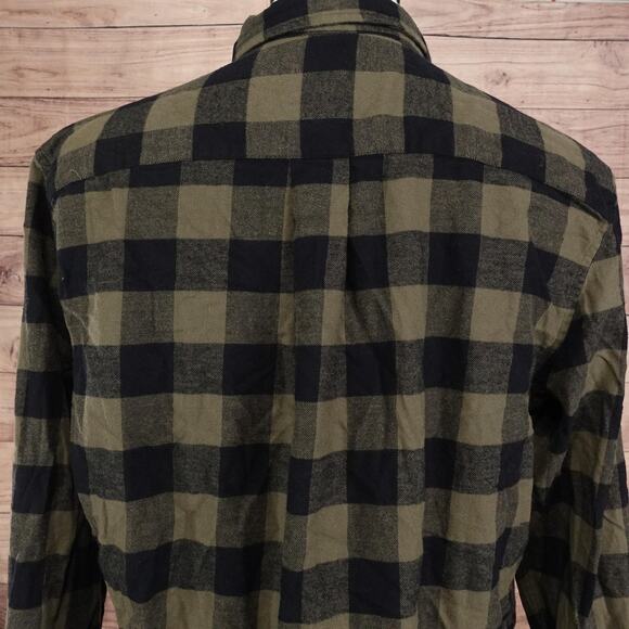 St John's Bay Shirt Mens Large Green Black Plaid Flannel Button Down Classic Fit - Picture 5 of 7